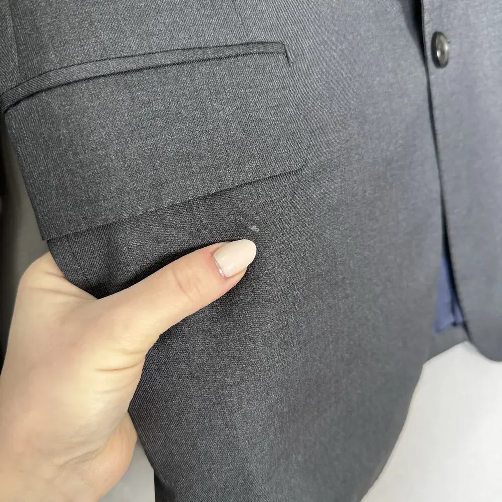 Hickey Freeman Beacon Blazer Mens 40R Gray Worsted Wool Sport Coat Jacket Career